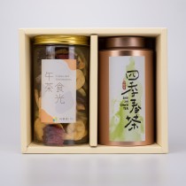 【茶食禮盒】鮮爽四季春茶＋綜合水果脆片(2罐裝/盒)