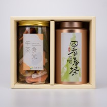 【茶食禮盒】鮮爽四季春茶＋綜合蔬菜脆片(2罐裝/盒)