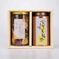 【茶食禮盒】淡雅金萱烏龍茶＋綜合水果脆片(2罐裝/盒)
