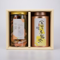 【茶食禮盒】淡雅金萱烏龍茶＋綜合蔬菜脆片(2罐裝/盒)