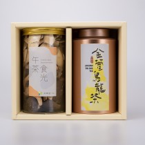 【茶食禮盒】淡雅金萱烏龍茶＋綜合菇菇脆片(2罐裝/盒)
