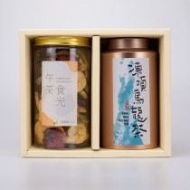 【茶食禮盒】醇厚凍頂烏龍茶＋綜合水果脆片(2罐裝/盒)