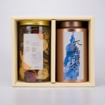 【茶食禮盒】頂級大禹嶺茶＋綜合水果脆片(2罐裝/盒)