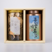 【茶食禮盒】甘醇高山雲霧茶＋綜合菇菇脆片(2罐裝/盒)